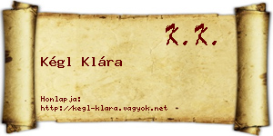Kégl Klára névjegykártya