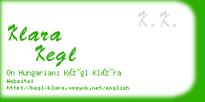 klara kegl business card